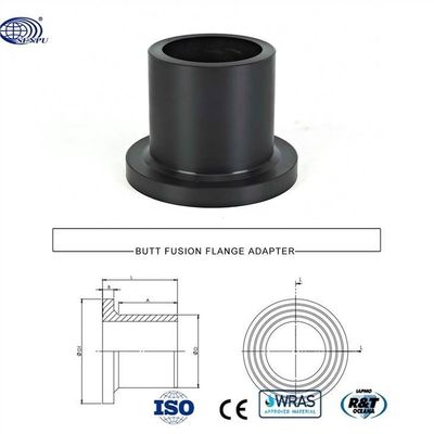 SDR17 PE100 Butt Fusion Stub End Adaptor Flange Pipa HDPE Untuk Industri Kimia
